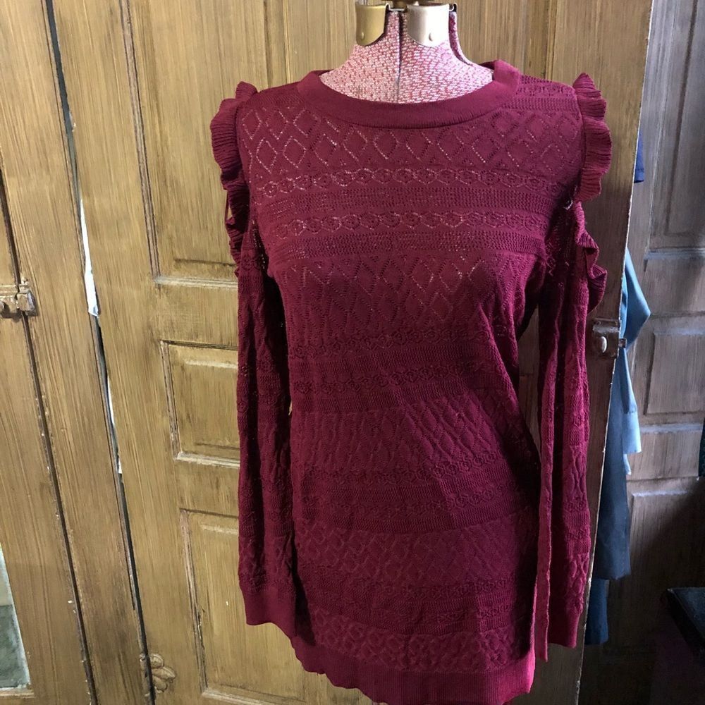 Laura Conrad Ruffle Pointelle Sweater - Picture 2 of 8